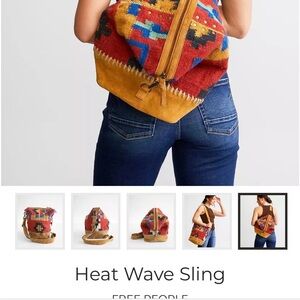 Free People Colorblock Boho Sling Bag in Red, Blue & Tan